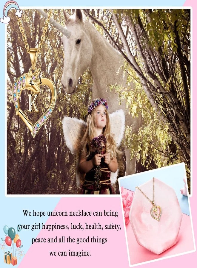 Hidepoo هدايا قلادة يونيكورن من هيديبو، قلادة يونيكورن بقلادة على شكل قلب مرصعة بالزركون، قلادة يونيكورن بحرف أول على شكل قلب، هدايا مجوهرات، مجوهرات يونيكورن، هدايا عيد ميلاد، هدايا يونيكورن - Image 5